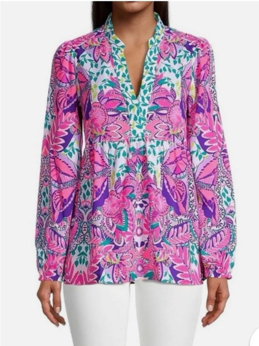 Lilly Pulitzer Winona Tunic Shirt She's Too Fly size small